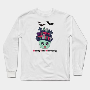 Cute and creepy Halloween RIP cup cake - Really Into Partying Long Sleeve T-Shirt